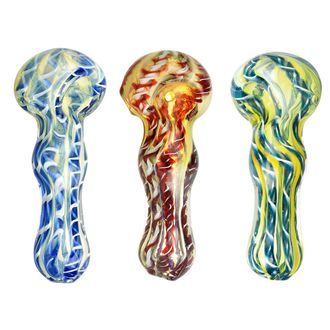 Fajfka typu spoon s fumed latticino dekorem