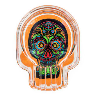 Skleněná popelníková lebka