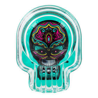 Skleněná popelníková lebka