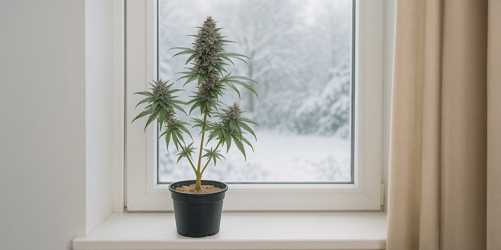 Growing weed on a windowsill