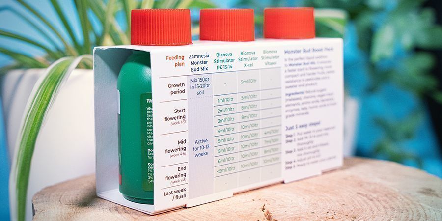 Tabulka d&aacute;vkov&aacute;n&iacute; živin Monster Bud Boost Pack