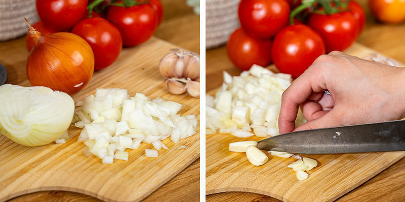 Chop The Onions, Garlic, And Tomatoes (If You&rsquo;re Using Fresh Ones). Leave Them Aside