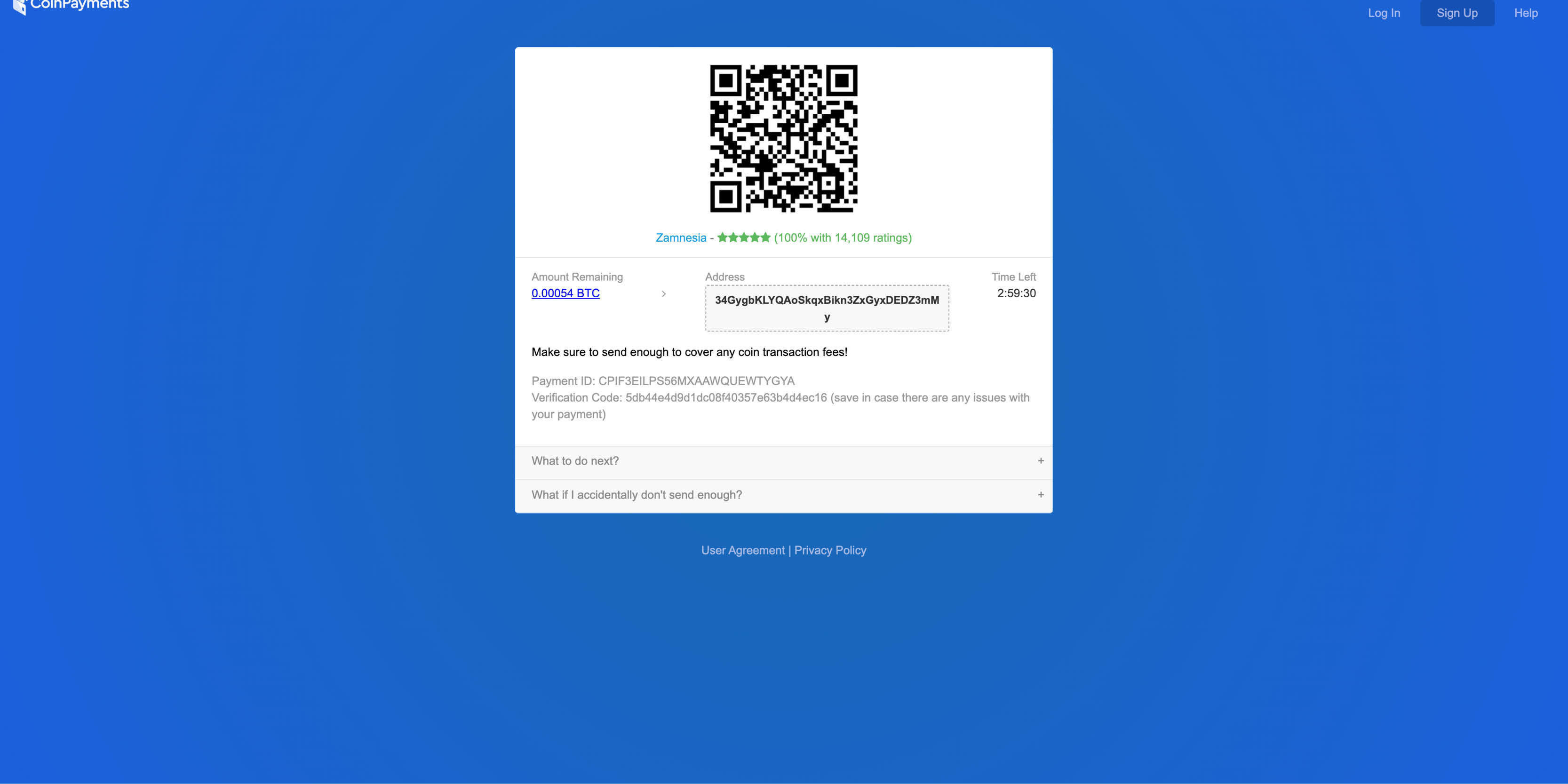 Bitcoinov&aacute; adresa Zamnesia