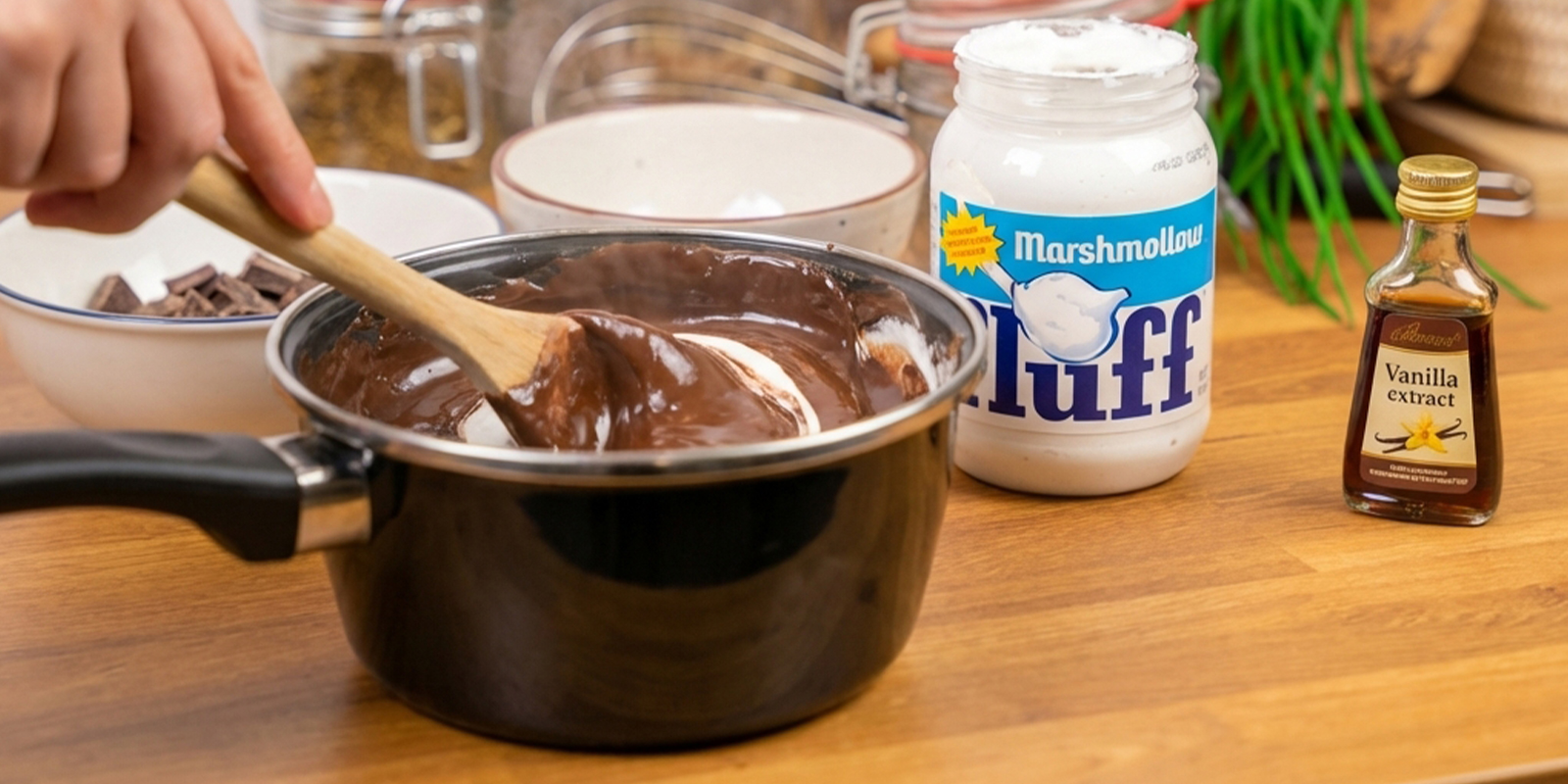 Add chocolate and marshmallow fluff