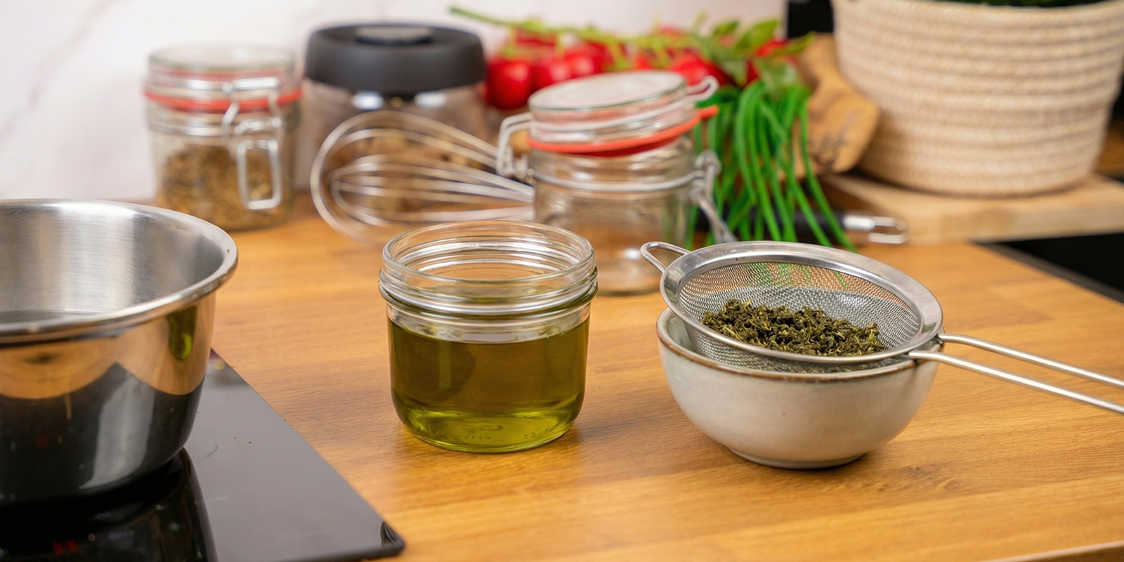 Make the cannabis infused olive oil
