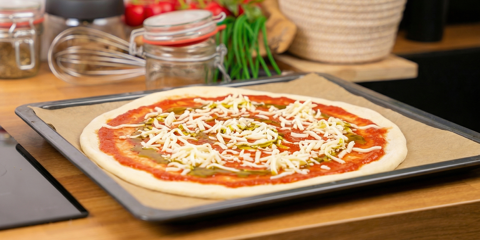 Add sauce and cheese