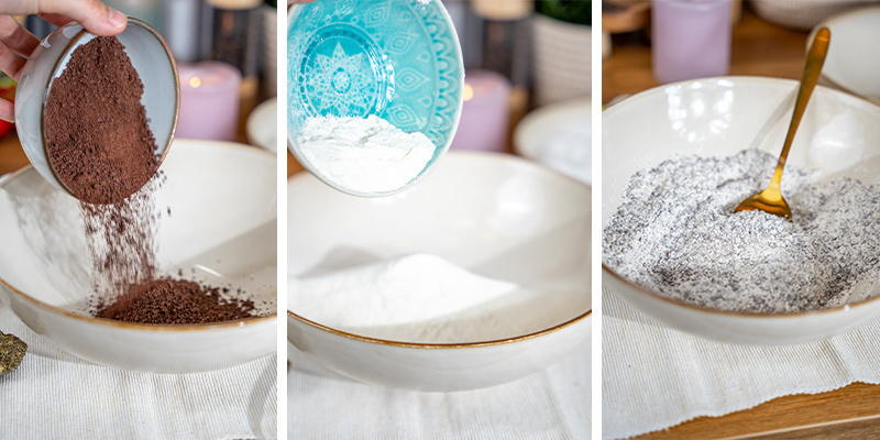 Whisk the flour, cocoa powder, baking powder, and salt together in a medium bowl.