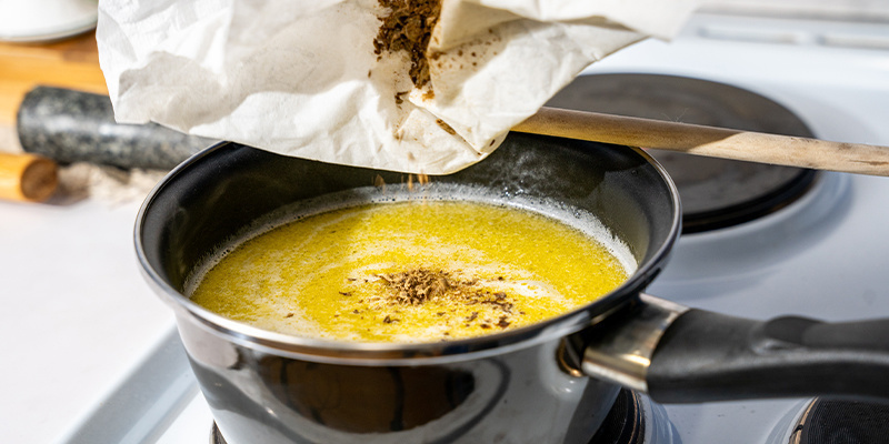 Add the hash to the mixture and stir.