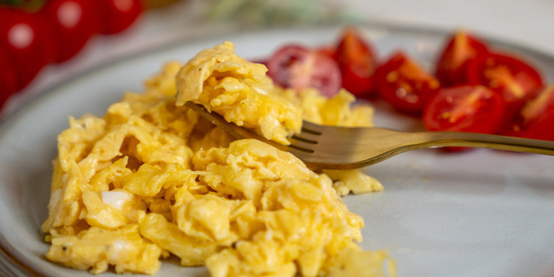 Plate the scrambled eggs